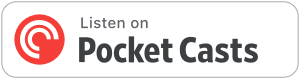Badge des Podcast-Anbieters Pocket Casts mit integriertem Link zum Podcast.